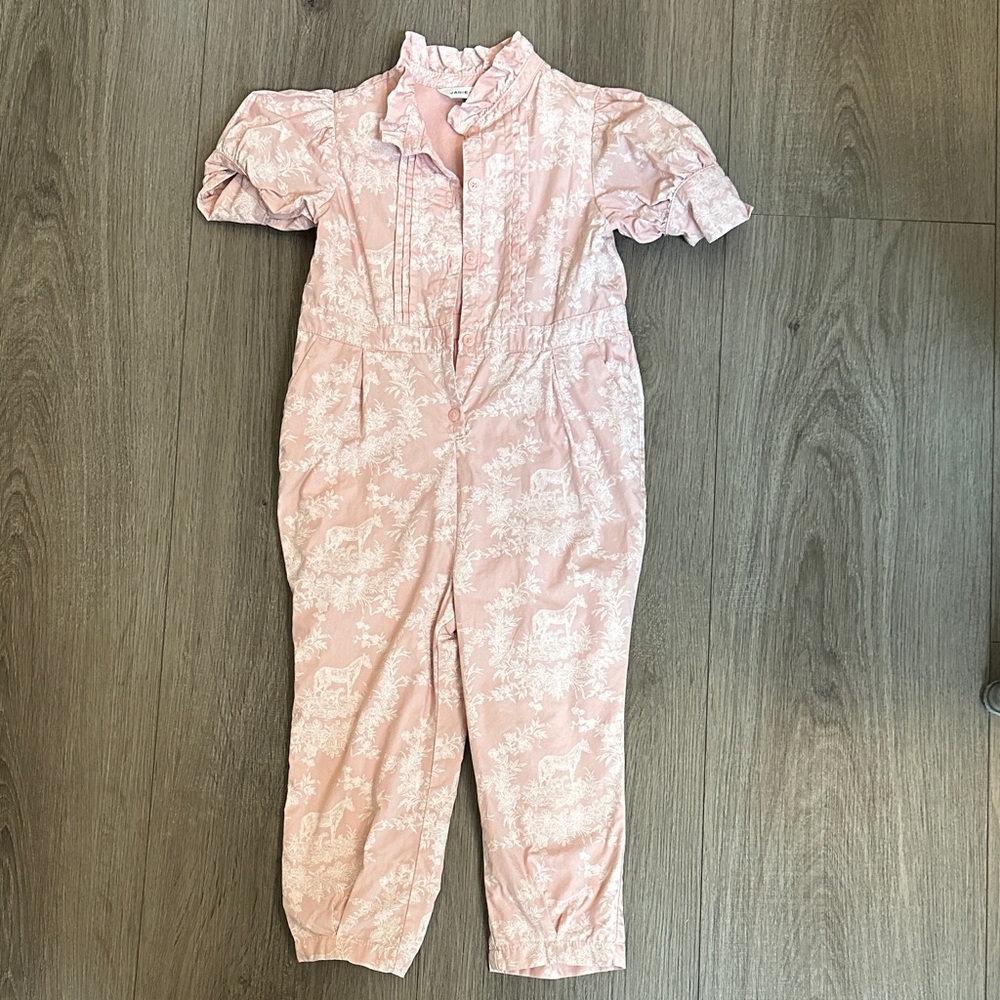 Janie and Jack Dusty Pink Floral Ruffle Jumpsuit